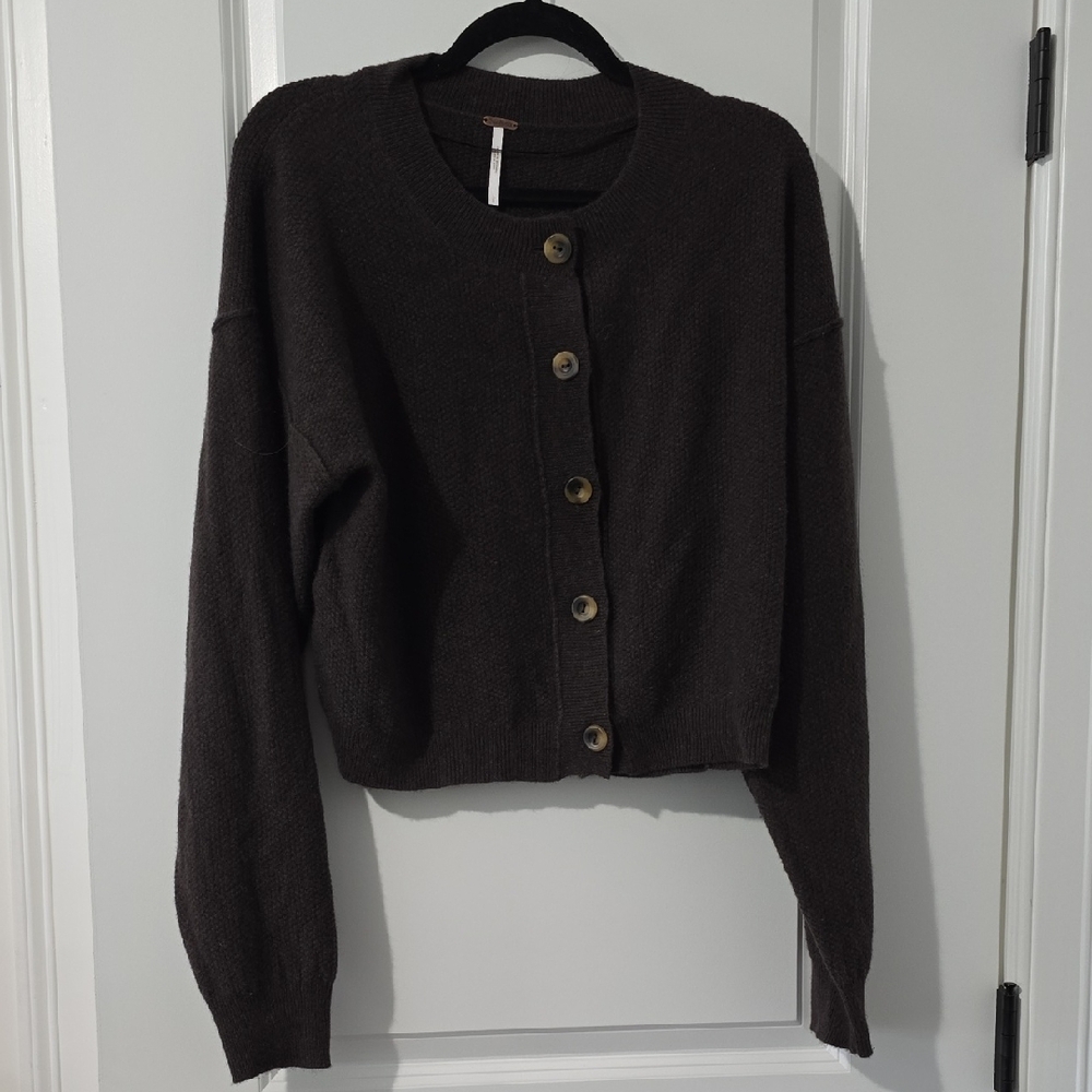 Free People Lila Cashmere Brown Cardigan Sweater